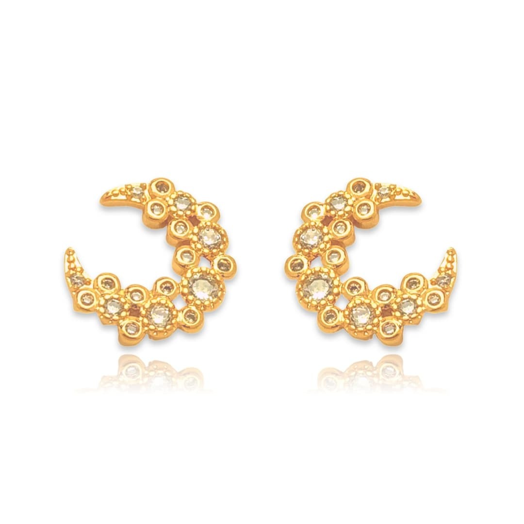 Brinco Meia Lua Cravejada